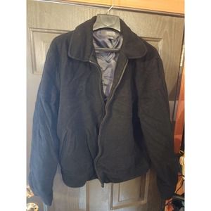 Kenneth Cole Reaction Black Wool Blend Collared Zip Up Jacket Mens Size XL